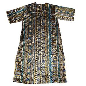 Winlar Womens Geometric Full Length V-Neck Dress Size M/L 100%‎ Polyester